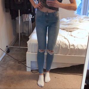 Topshop Moto ripped high waisted skinny jeans